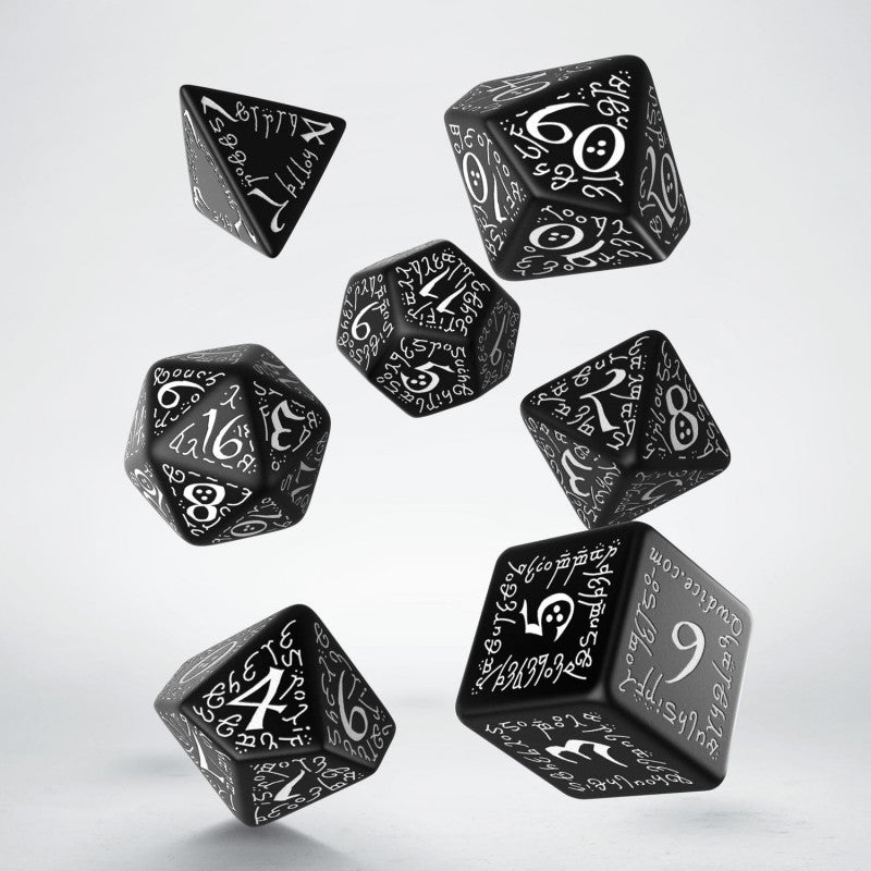 Kości RPG Elfickie Czarno-białe