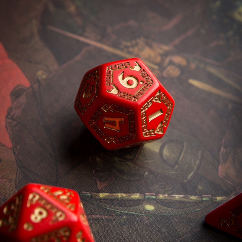 QW SRQU53 RuneQuest Czerwono-złote Zestaw 7 QW