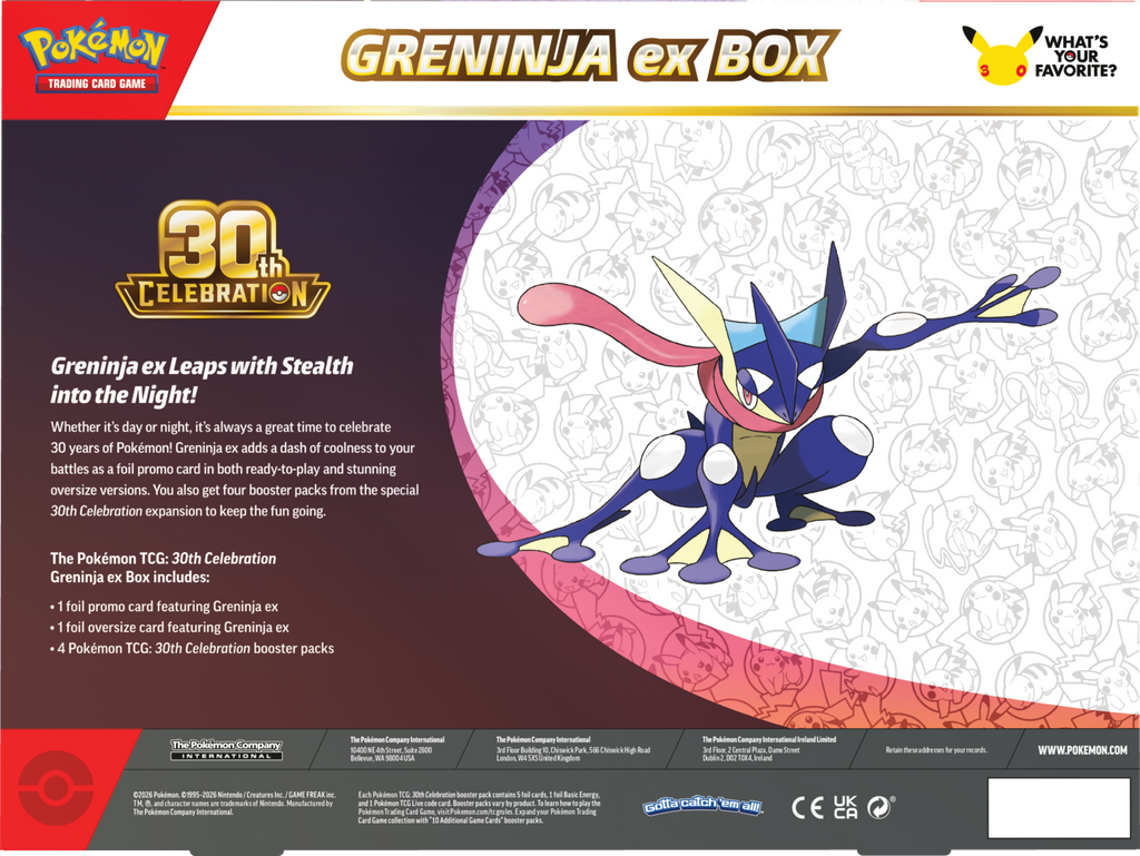 Pokémon TCG 30th Celebration Ex Box Greninja ex