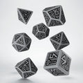 Kości RPG Krasnoludzkie Szaro-czarne