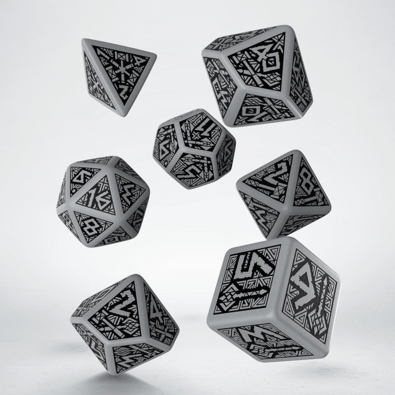 Kości RPG Krasnoludzkie Szaro-czarne