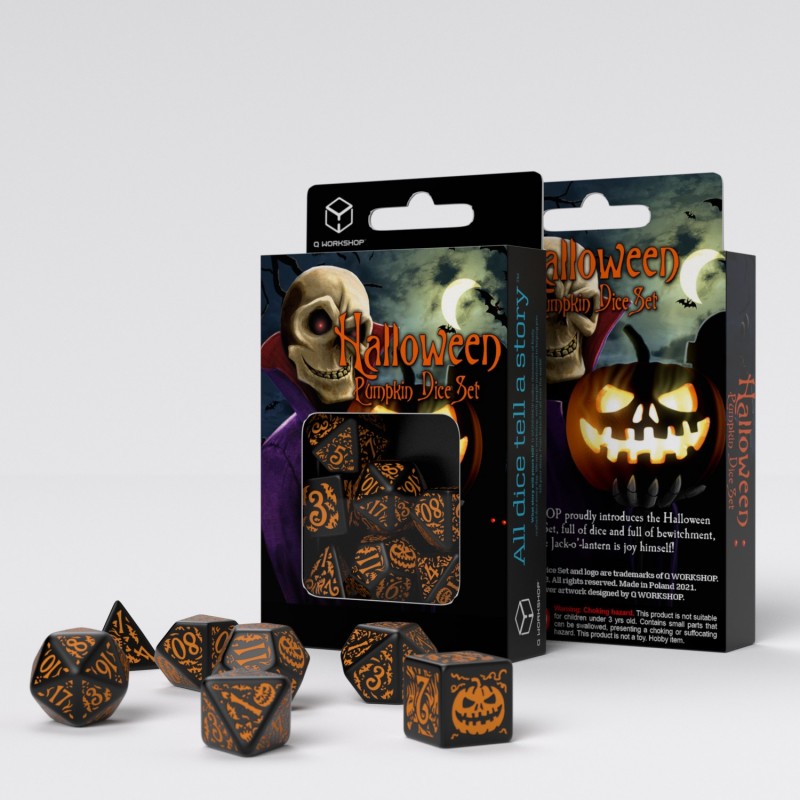Kości RPG Haloweenowych Huncwotów Czarno-Pomarańczowe