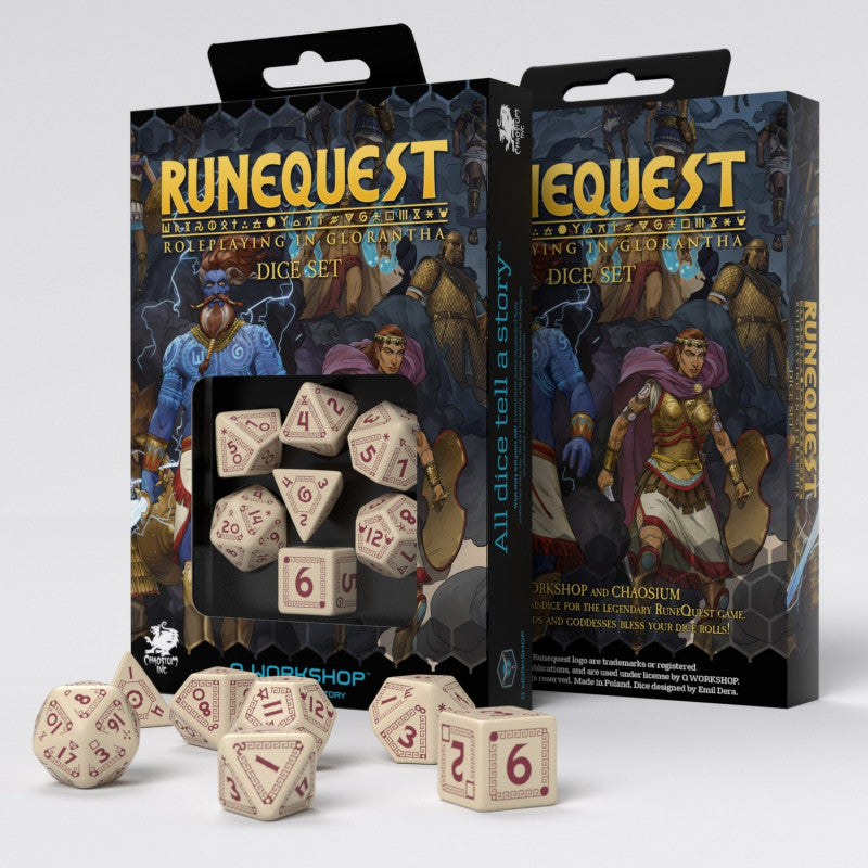 QW SRQU87 RuneQuest Beżowo-bordowe Zestaw 7 QW