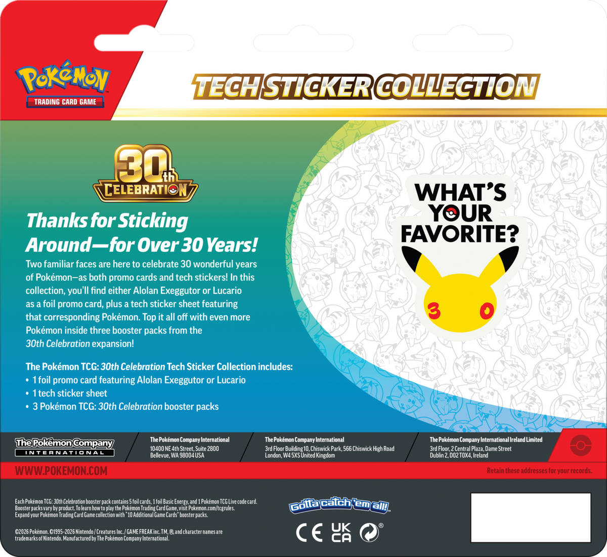 Pokémon TCG 30th Celebration Tech Sticker Collection