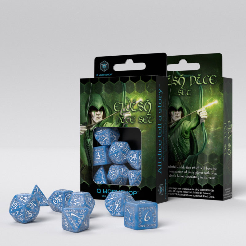 Kości RPG Elfickie Arktyczno-białe