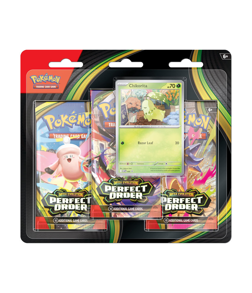 Pokemon TCG Perfect Order ME 03 3-Pack Blister Chikorita