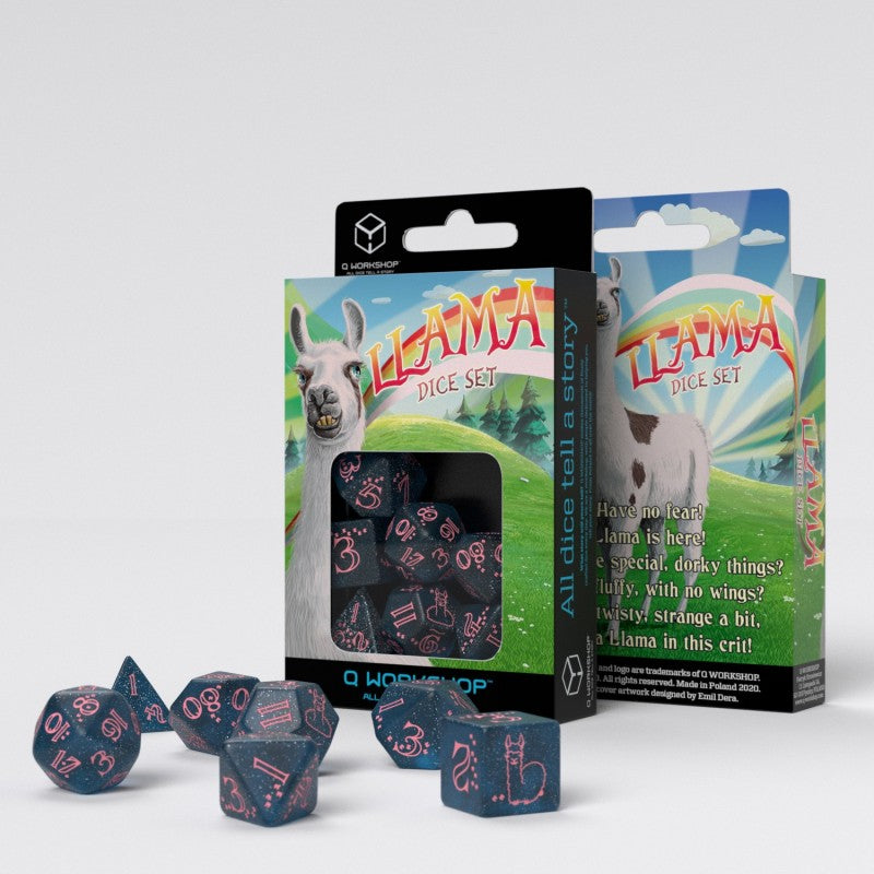 QW SLLA3E Llama Brokatowoe Granatowe-Różowe