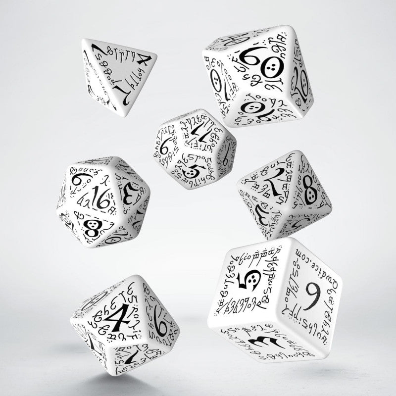 QW SELV02 Kości RPG Elfickie Biało Czarny