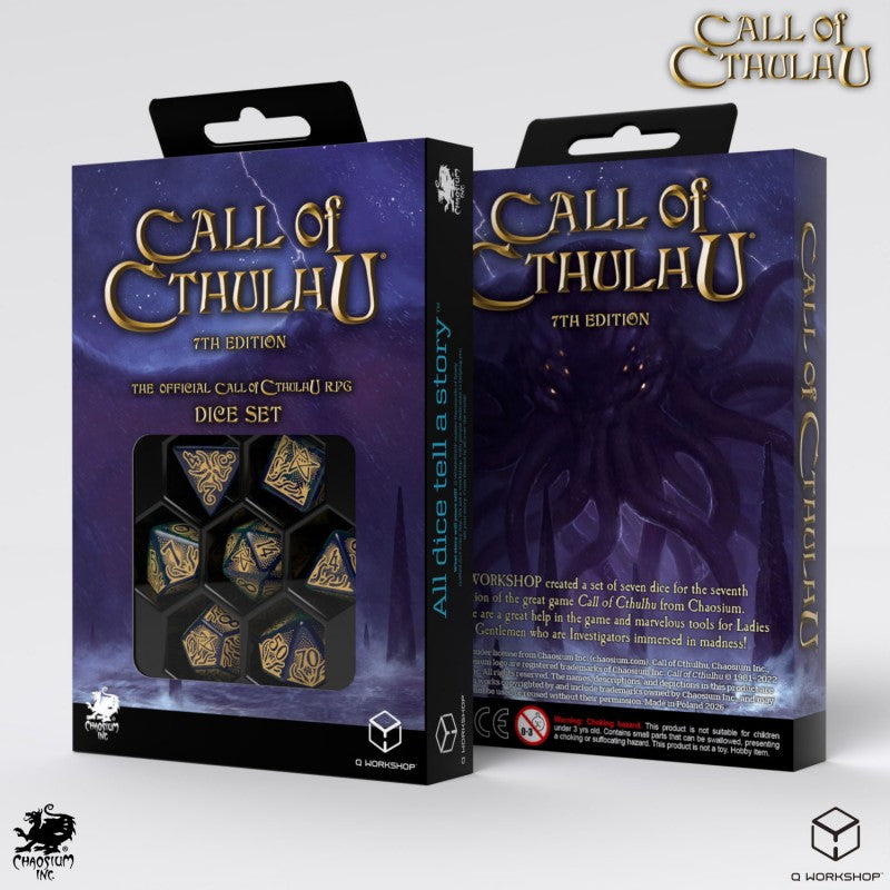 Kości RPG Zew Cthulhu 7. Edycja - Niebiesko-zielone i złote